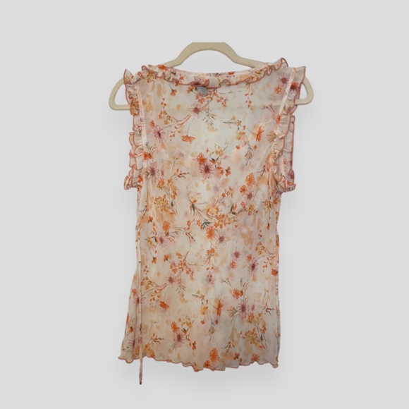 Y2K Wet Seal Flowy Floral Patterned Tie Back Top Size Large - Picture 5 of 5